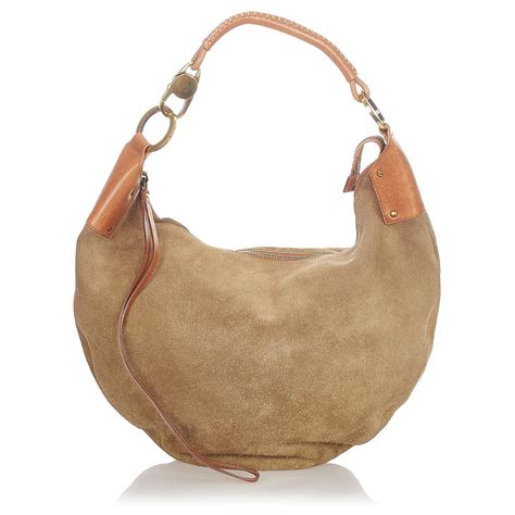 gucci brown suede hobo bag.